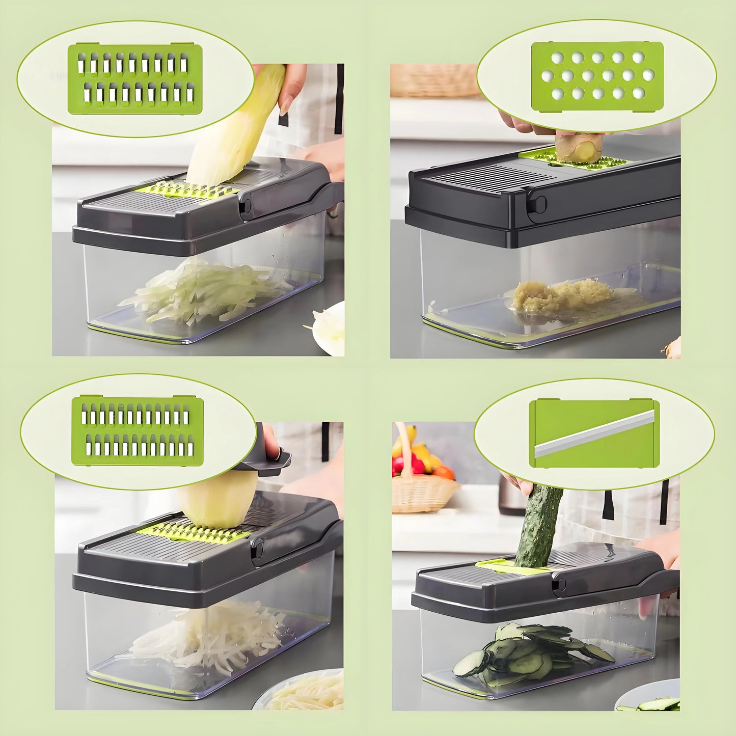 Professional Manual Food Chopper 15pc Kit with Strainer Basket BPA-Free & Dishwasher Safe Meal Prep Essential Kitchen Tool