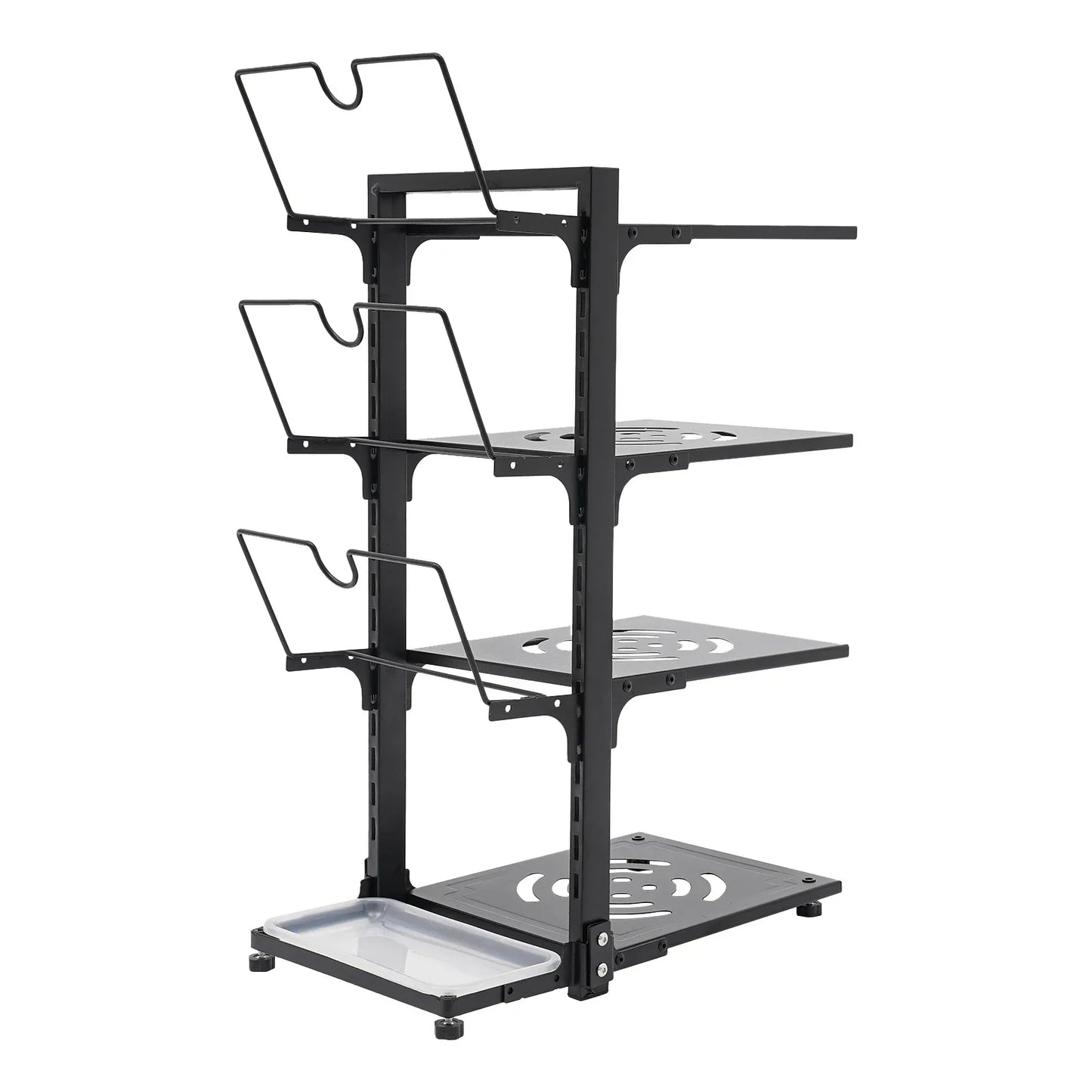 4-Tier Pot Organizer 22.05lbs per Tier Carbon Steel Pot Pan Lid Organizer 14.578.920.87in Kitchen Storage Grey/Black Adjustable