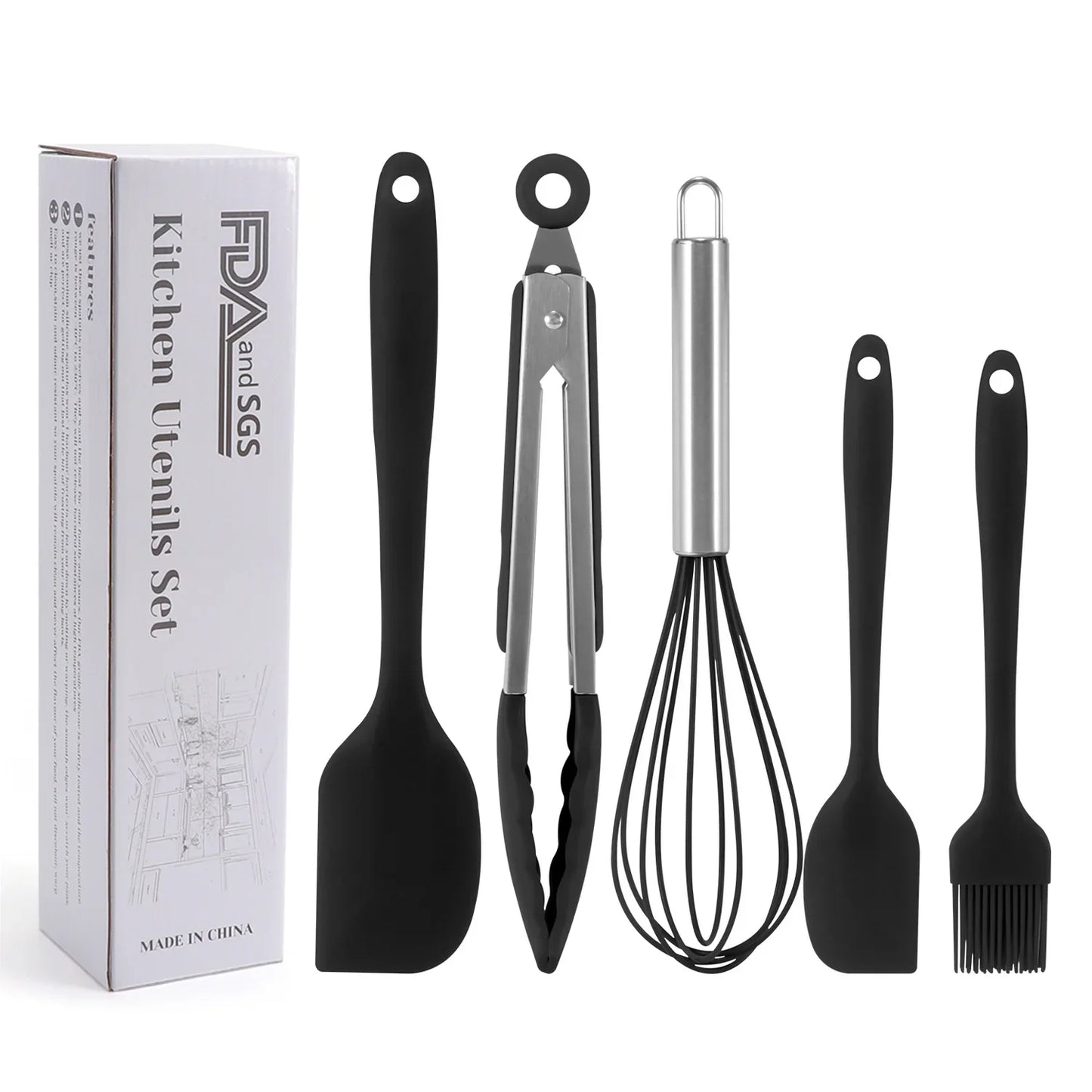 Silicone scraper 5-piece set, non stick cookware, DIY baking cake tools, kitchenware set, scraper 5-piece set