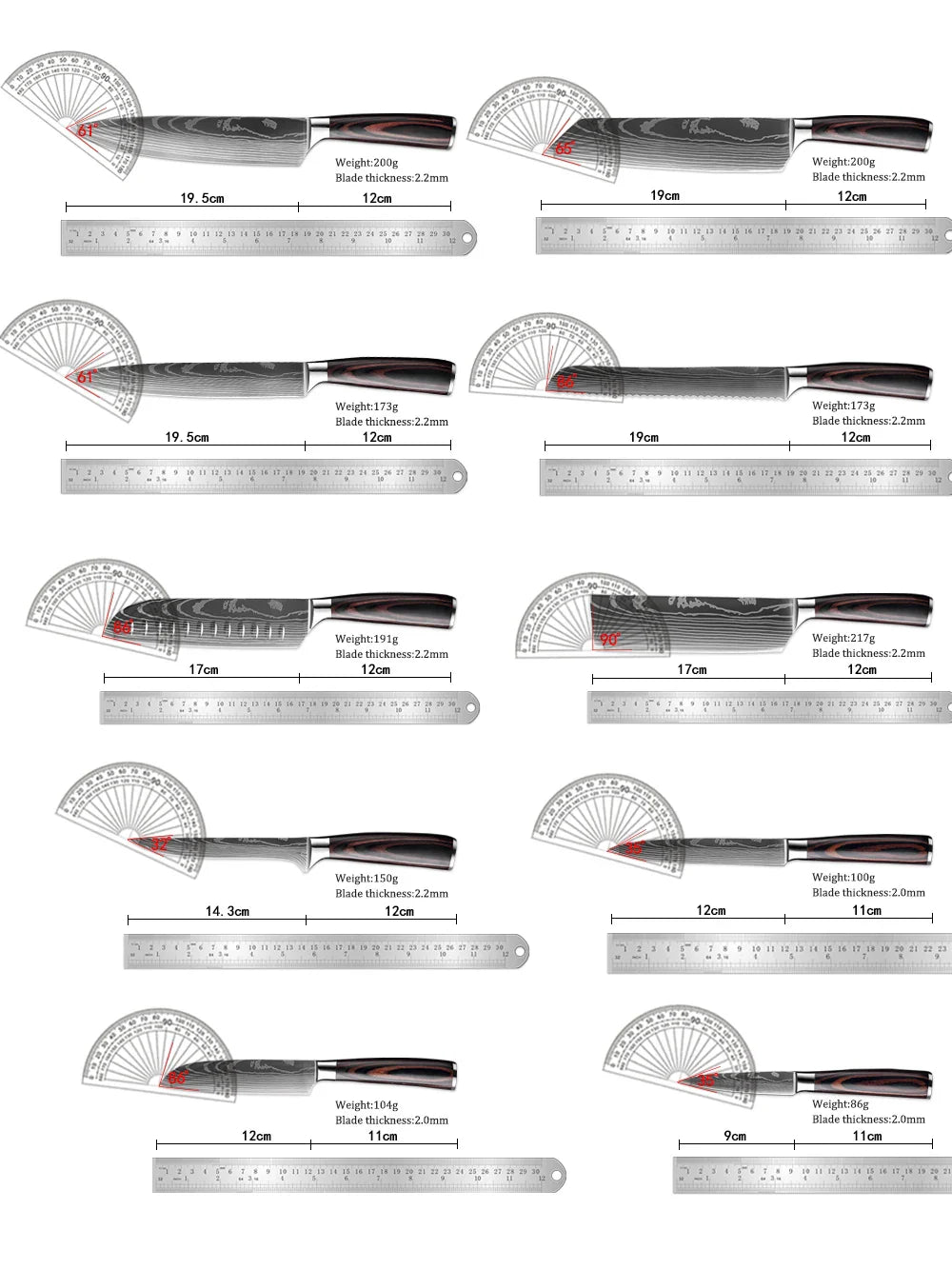 Kitchen Knife 8PCS Set With Knife Holder  Sharpening Stick, Stainless Steel Chef Knife Slicing Knife Sharp Cut Vegetables Meat