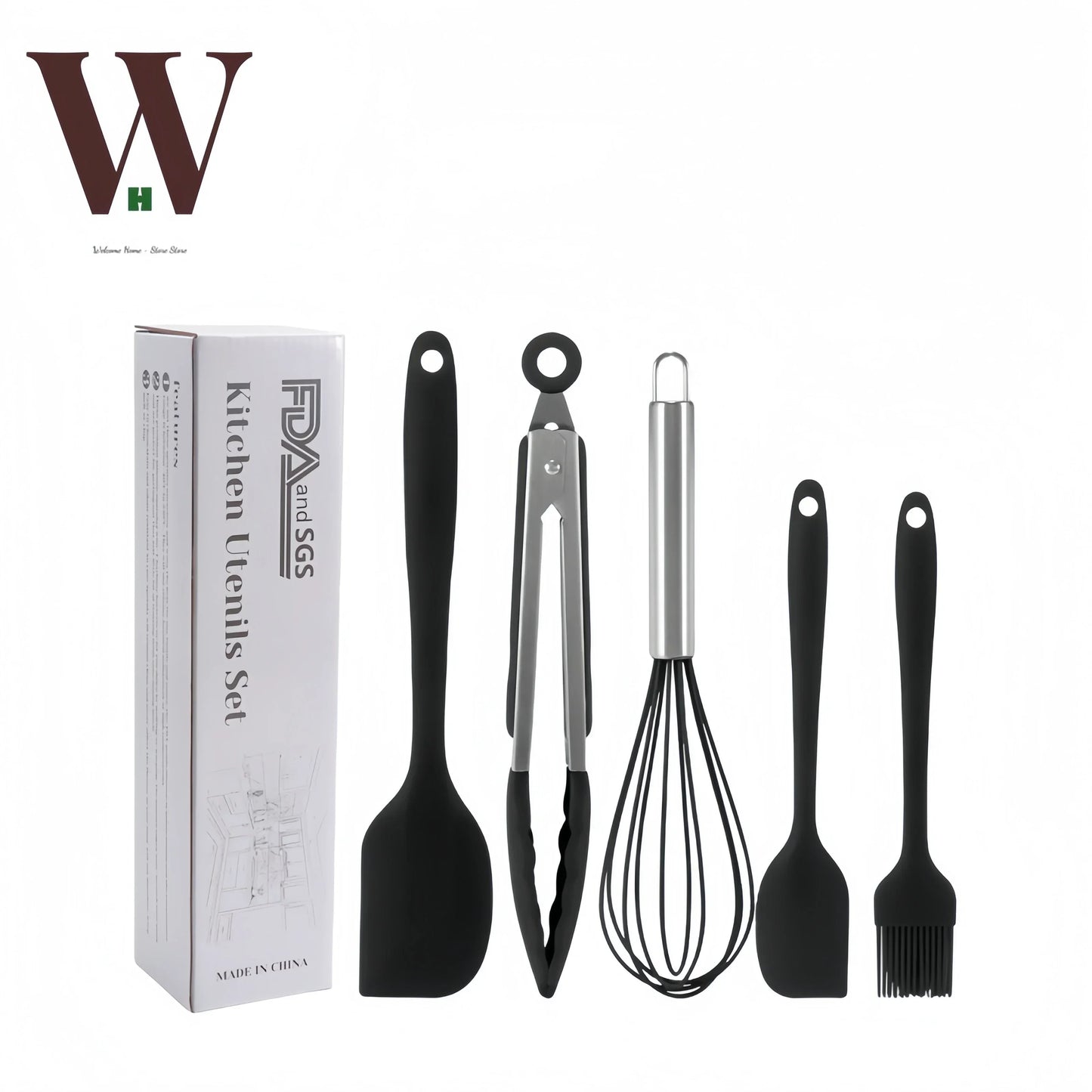 Silicone scraper 5-piece set, non stick cookware, DIY baking cake tools, kitchenware set, scraper 5-piece set